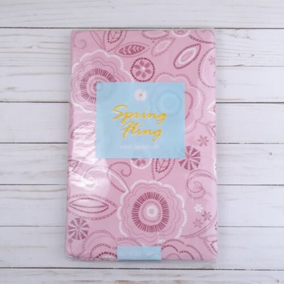 Vinyl Tablecloth Pink Spring Flowers 52x70 - Picture 1 of 2